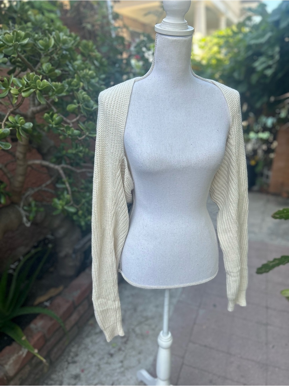 Love Tree Cream Open-Front Knit Shrug